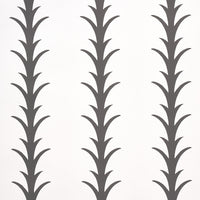 Schumacher Acanthus Stripe Carbon On Ivory Wallpaper 5014773