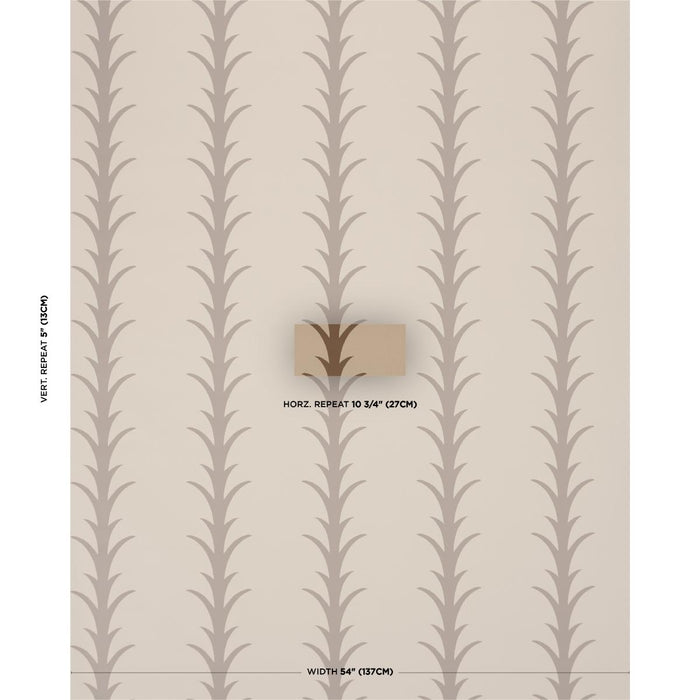 Schumacher Acanthus Stripe Brown On Beige Wallpaper Sample 5014774