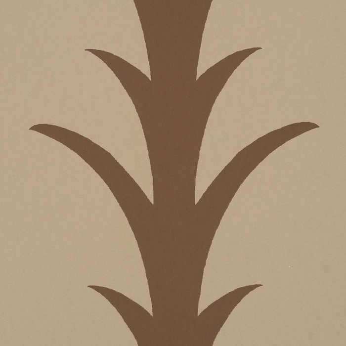 Schumacher Acanthus Stripe Brown On Beige Wallpaper 5014774