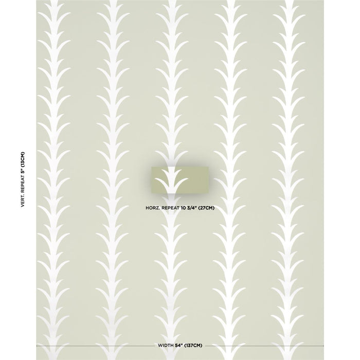 Schumacher Acanthus Stripe Metallic On Sage Wallpaper 5014776