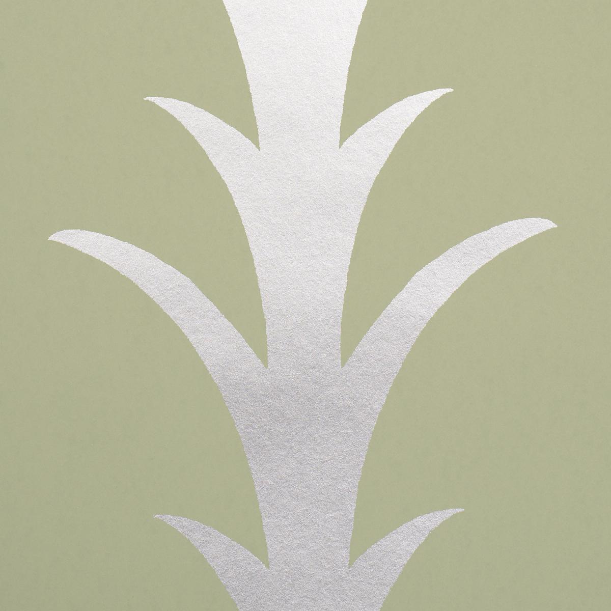Schumacher Acanthus Stripe Metallic On Sage Wallpaper 5014776