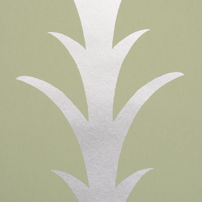 Schumacher Acanthus Stripe Metallic On Sage Wallpaper 5014776