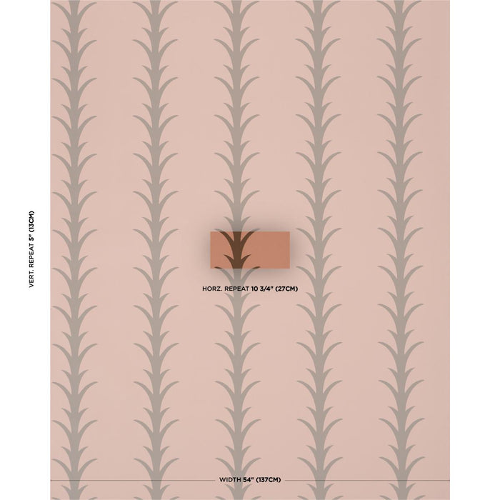 Schumacher Acanthus Stripe Brown On Rosewood Wallpaper Sample 5014778