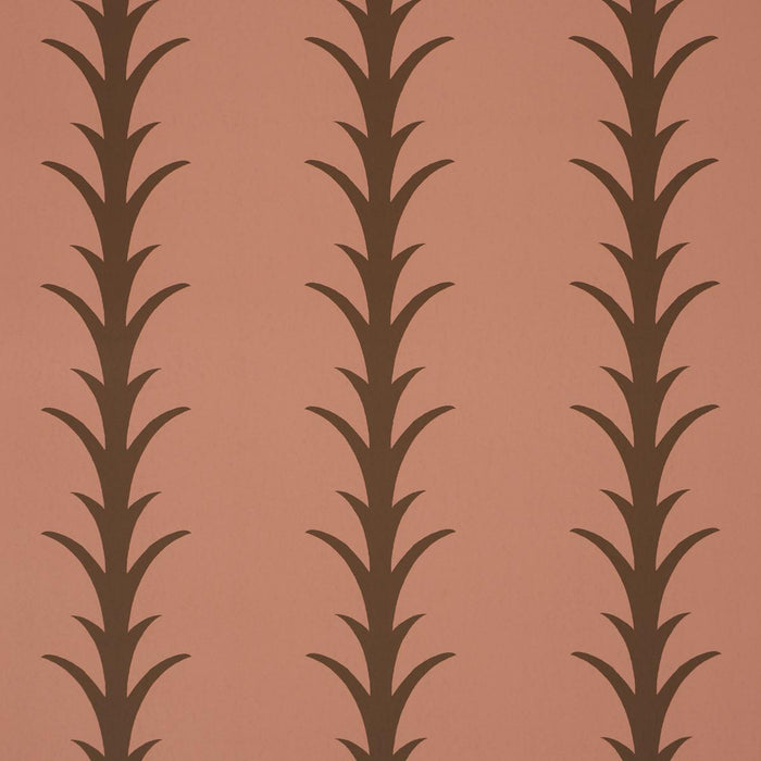 Schumacher Acanthus Stripe Brown On Rosewood Wallpaper 5014778