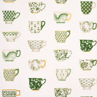 Schumacher Onie's Teacups Spring Green Wallpaper 5014781