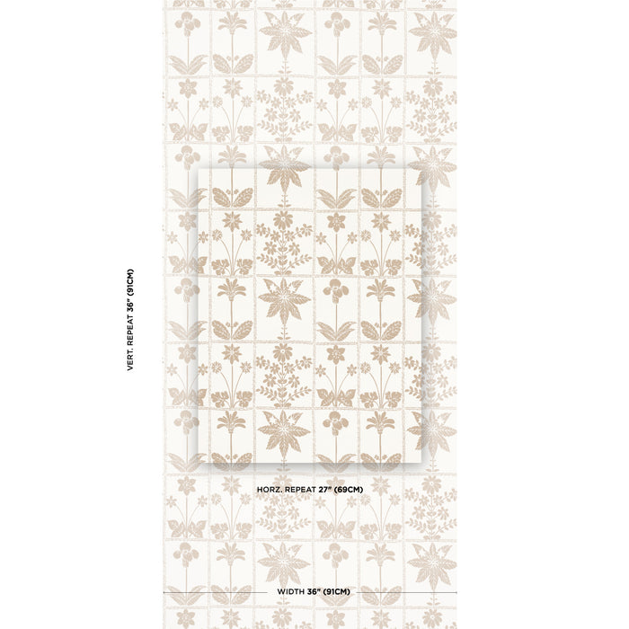 Schumacher Georgia Wildflowers Neutral Wallpaper Sample 5014821