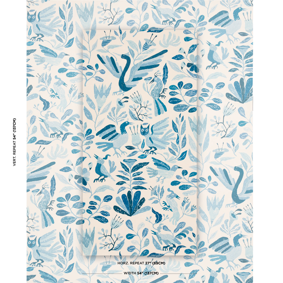 Schumacher Canopy Blue Birds Wallpaper Sample 5014830
