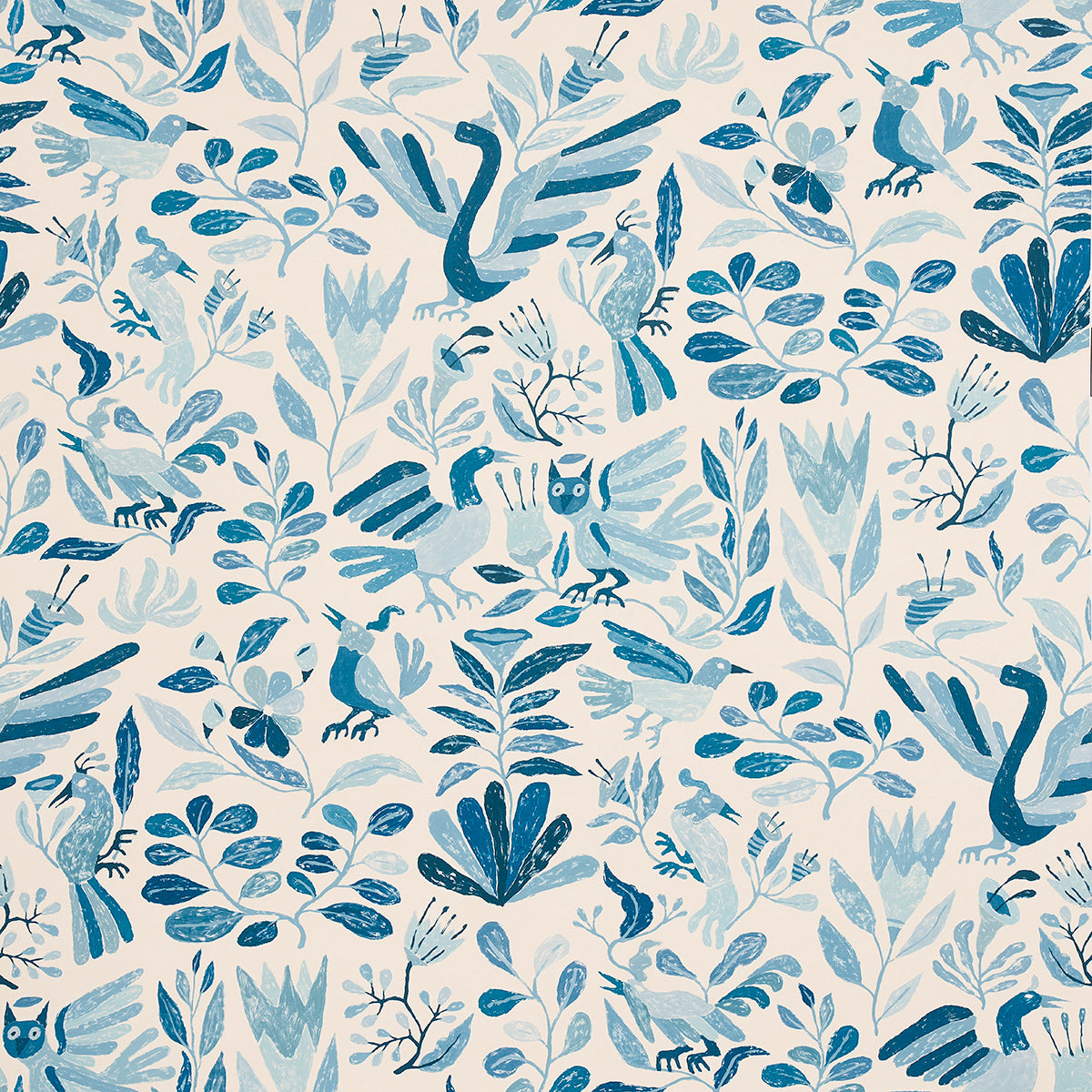 Schumacher Canopy Blue Birds Wallpaper Sample 5014830