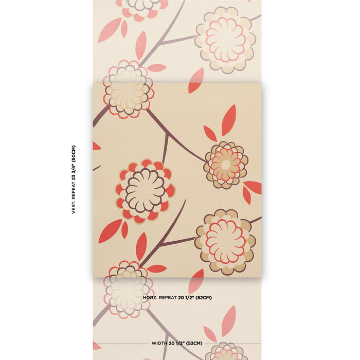 Schumacher Birdtree Cockatoo Red Wallpaper Sample 5014990