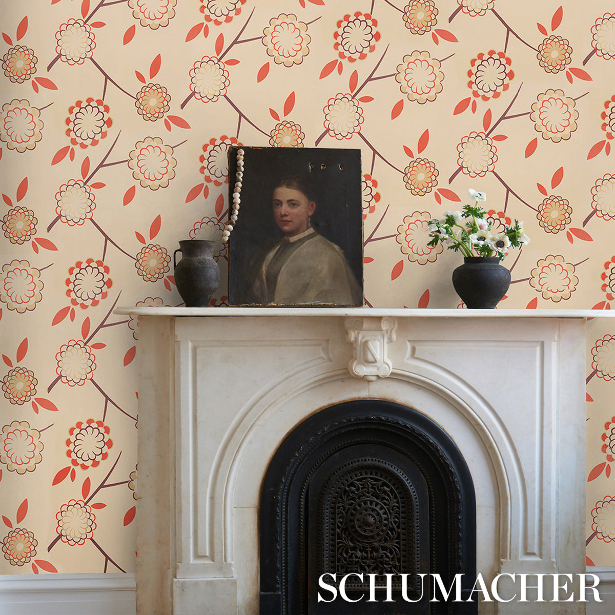 Schumacher Birdtree Cockatoo Red Wallpaper Sample 5014990
