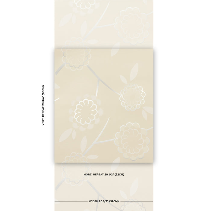 Schumacher Birdtree Silver Wallpaper Sample 5014991