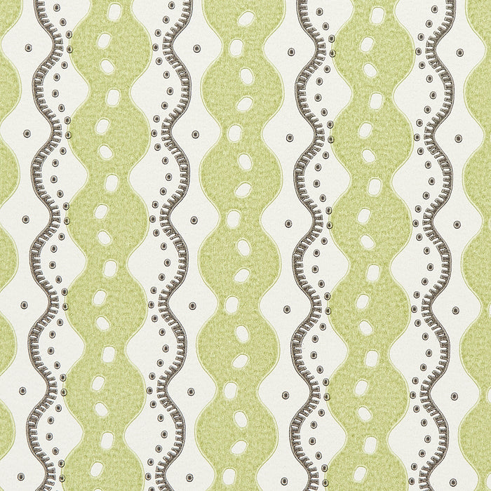 Schumacher Centipede Stripe Pea Wallpaper Sample 5015072