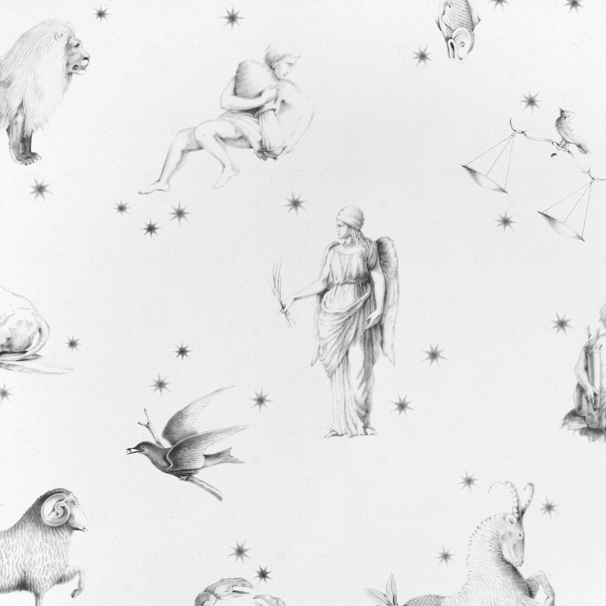 Schumacher Pilar Panel Set Grisaille Wallpaper Sample 5015110