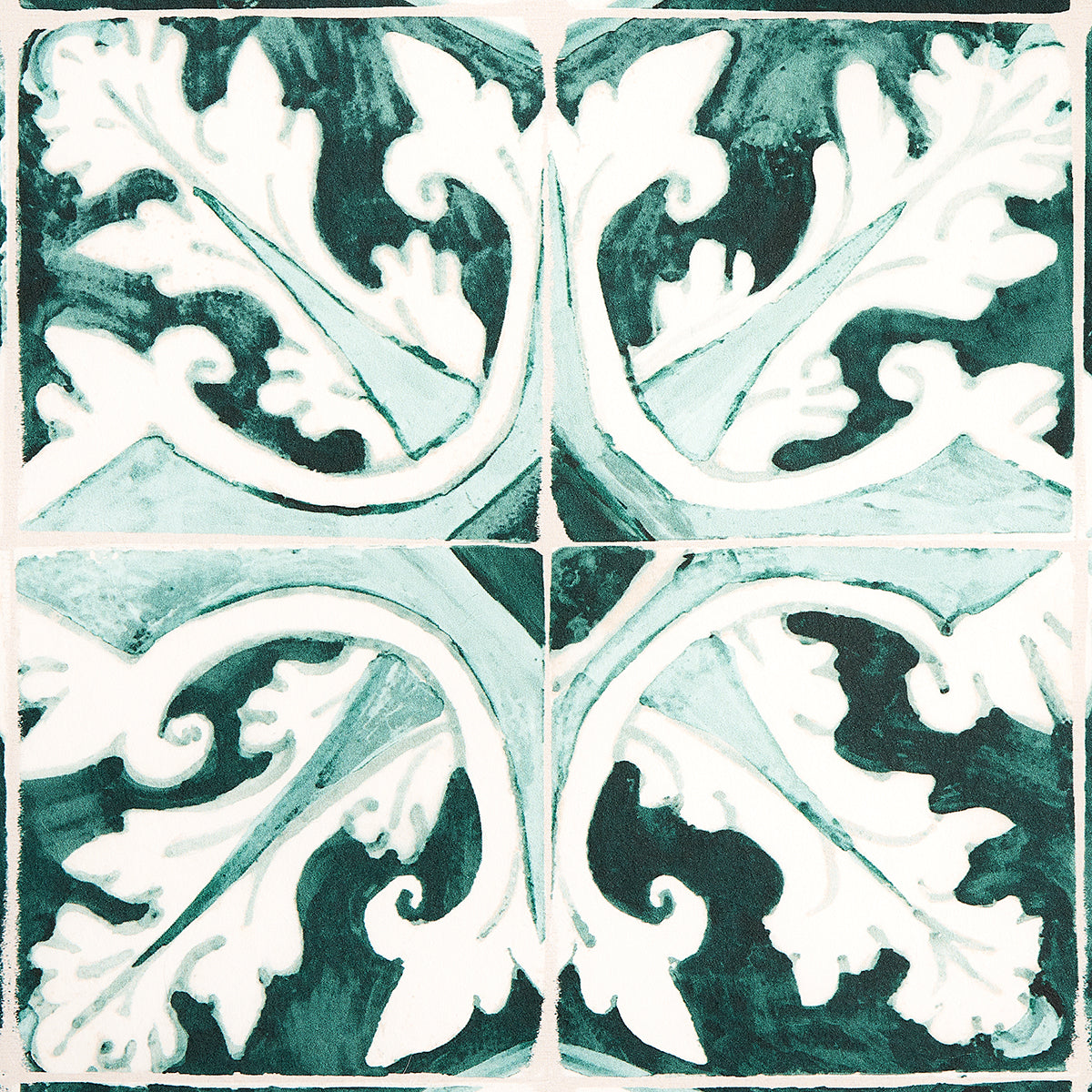 Schumacher Azulejos Emerald Wallpaper Sample 5015121