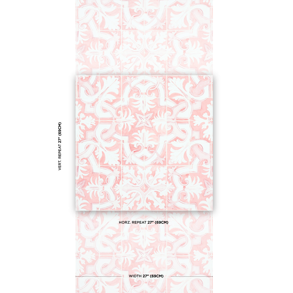 Schumacher Azulejos Pink Wallpaper Sample 5015122