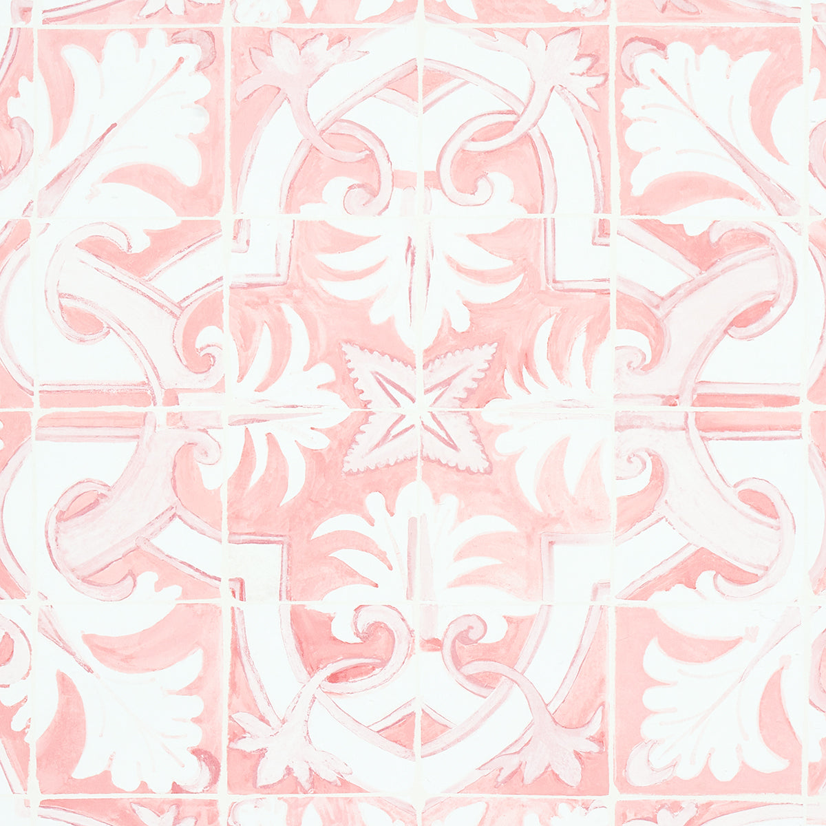 Schumacher Azulejos Pink Wallpaper Sample 5015122
