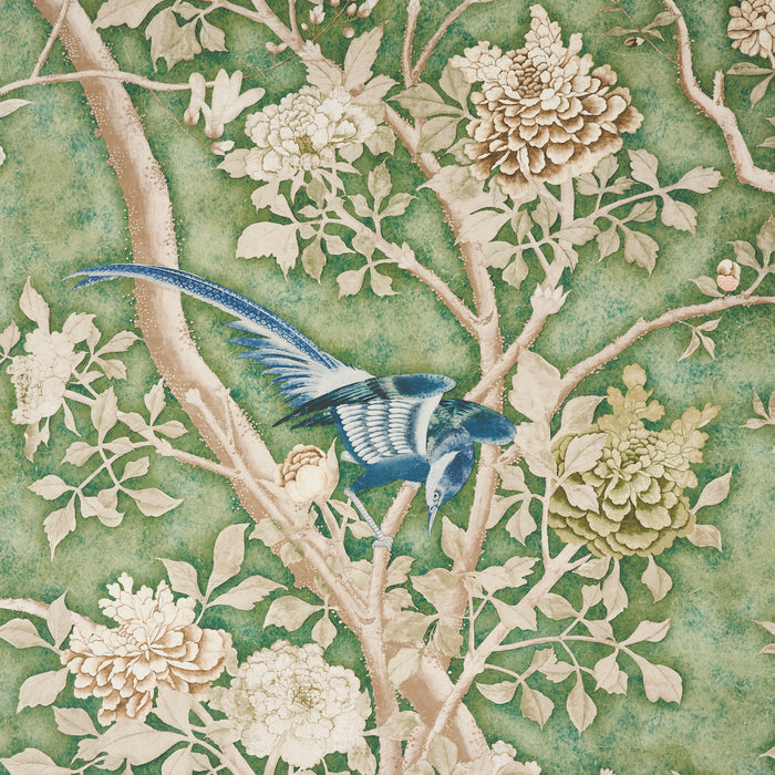 Schumacher Les Oiseaux Panel Set Jade Wallpaper 5015152