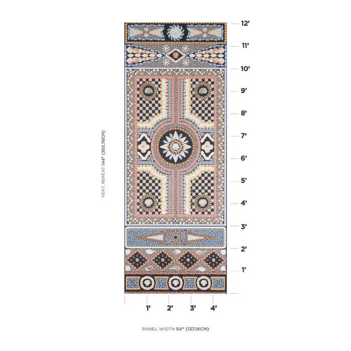 Schumacher Shell Grotto Panel A Onyx Multi Wallpaper 5015160