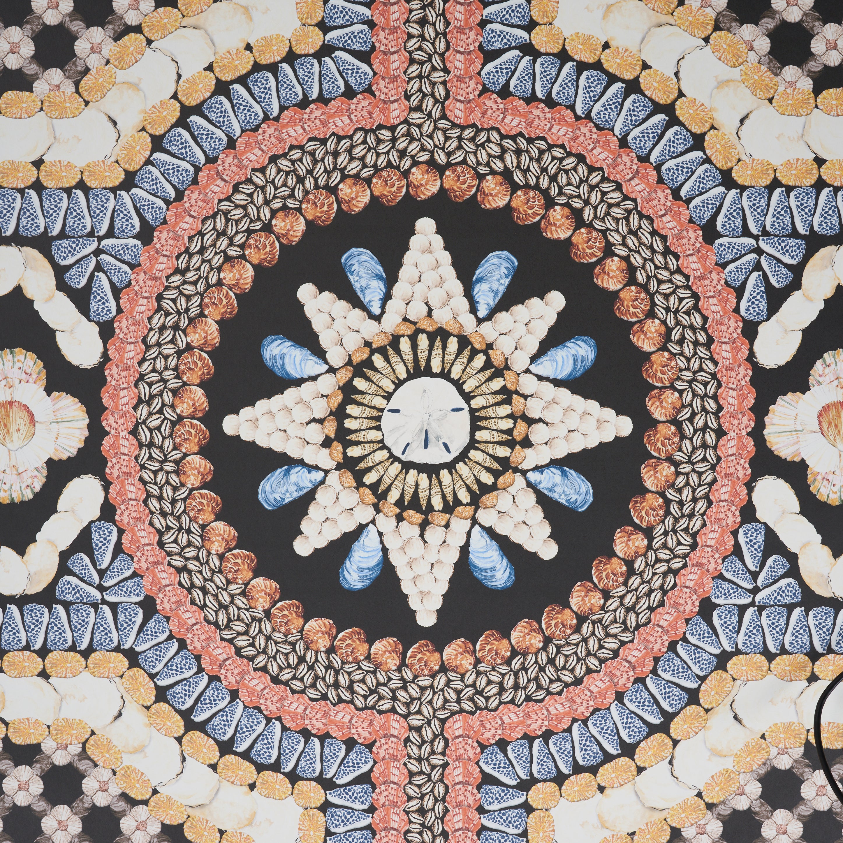 Schumacher Shell Grotto Panel A Onyx Multi Wallpaper Sample 5015160