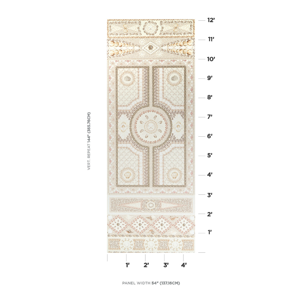 Schumacher Shell Grotto Panel A Sand Wallpaper Sample 5015161
