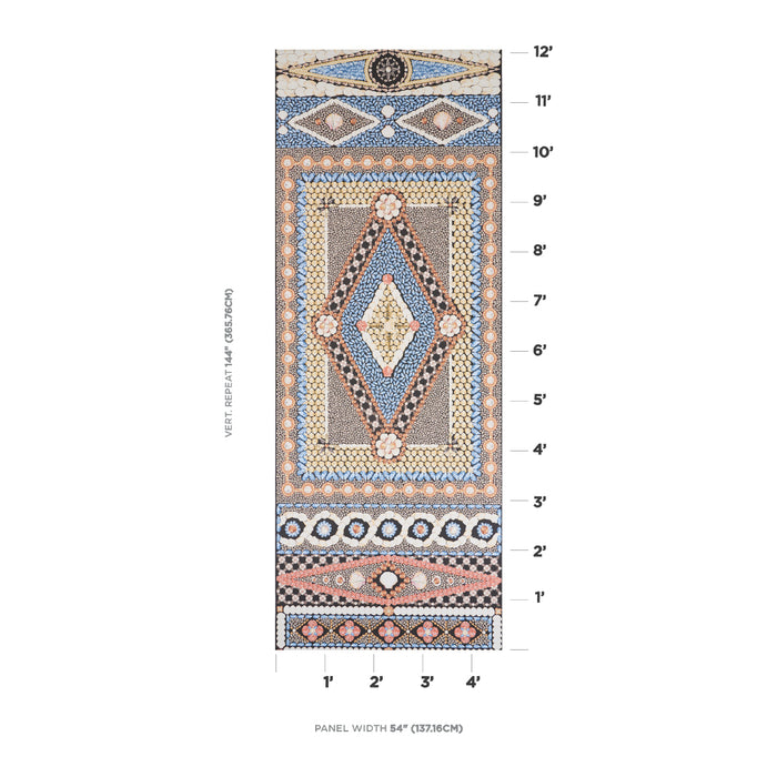 Schumacher Shell Grotto Panel B Onyx Multi Wallpaper Sample 5015162