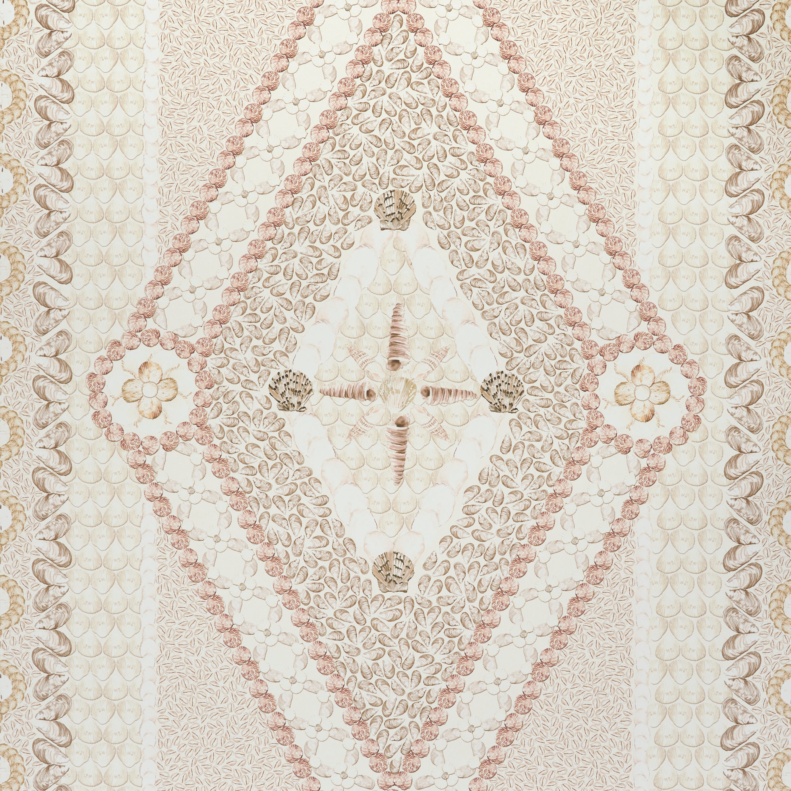 Schumacher Shell Grotto Panel B Sand Wallpaper Sample 5015163