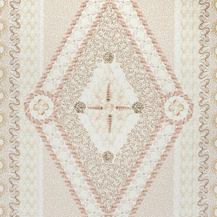 Schumacher Shell Grotto Panel B Sand Wallpaper Sample 5015163