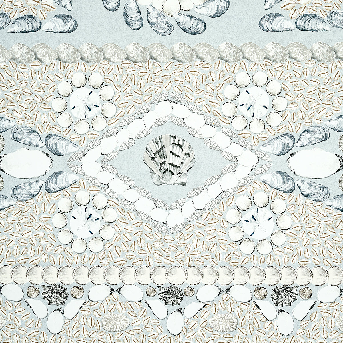 Schumacher Shell Grotto Panel A Seafoam Wallpaper 5015164