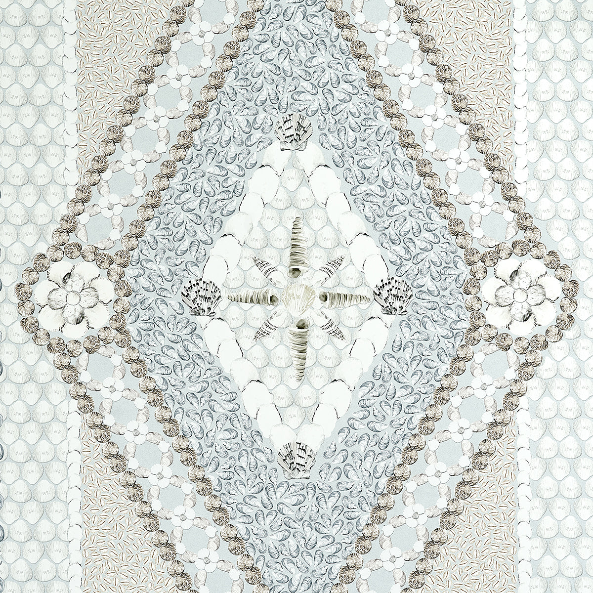 Schumacher Shell Grotto Panel B Seafoam Wallpaper Sample 5015165