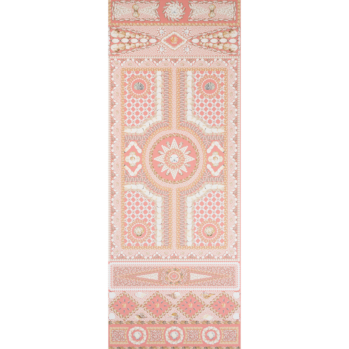 Schumacher Shell Grotto Panel A Coral Wallpaper Sample 5015166