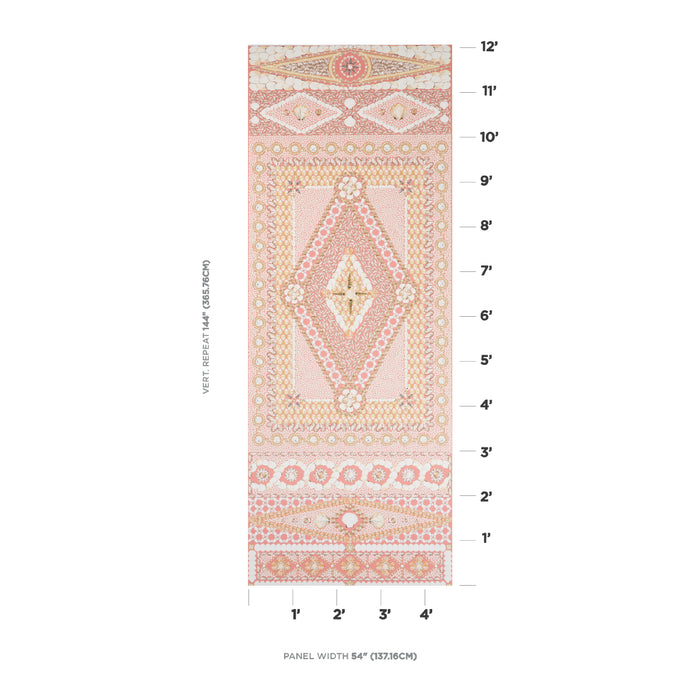 Schumacher Shell Grotto Panel B Coral Wallpaper Sample 5015167