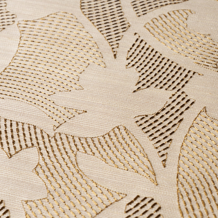 Schumacher Kantha Embroidered Flower Sisal Neutral Wallpaper 5015181