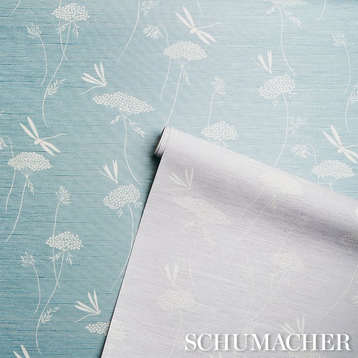 Schumacher La Libellule Silk Moonstone Wallpaper Sample 5015190
