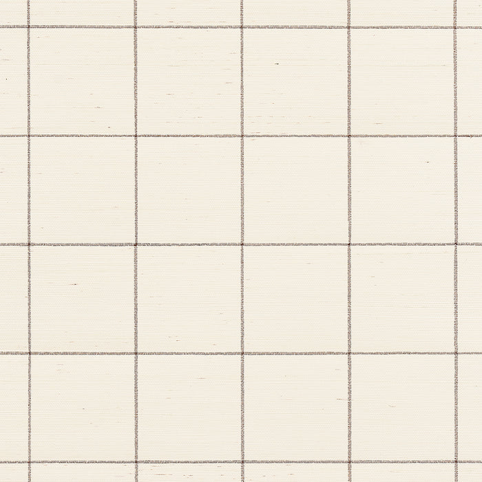 Schumacher Windowpane Embroidered Sisal Java Wallpaper Sample 5015201
