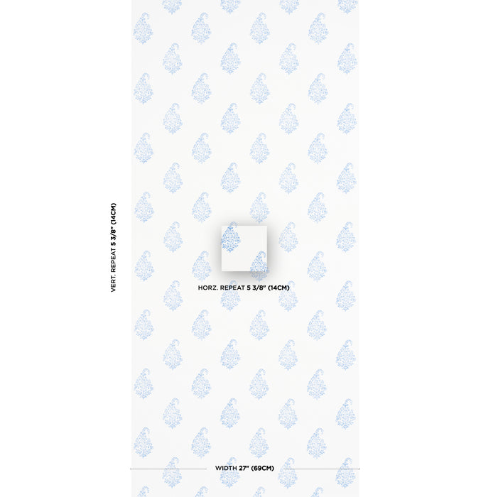 Schumacher Kerala Paisley II Blue Wallpaper Sample 5015211