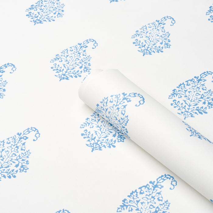 Schumacher Kerala Paisley II Blue Wallpaper Sample 5015211
