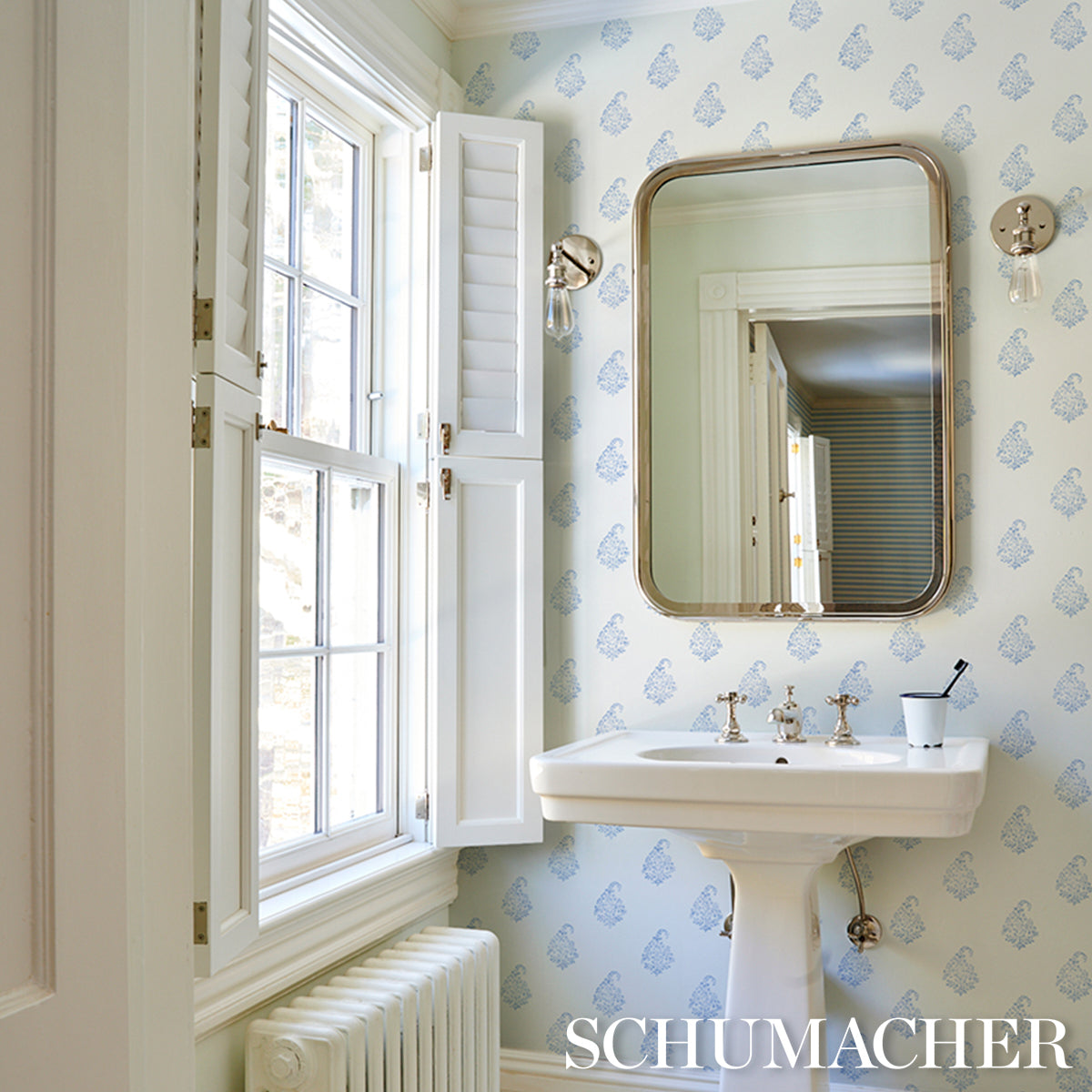 Schumacher Kerala Paisley II Blue Wallpaper Sample 5015211