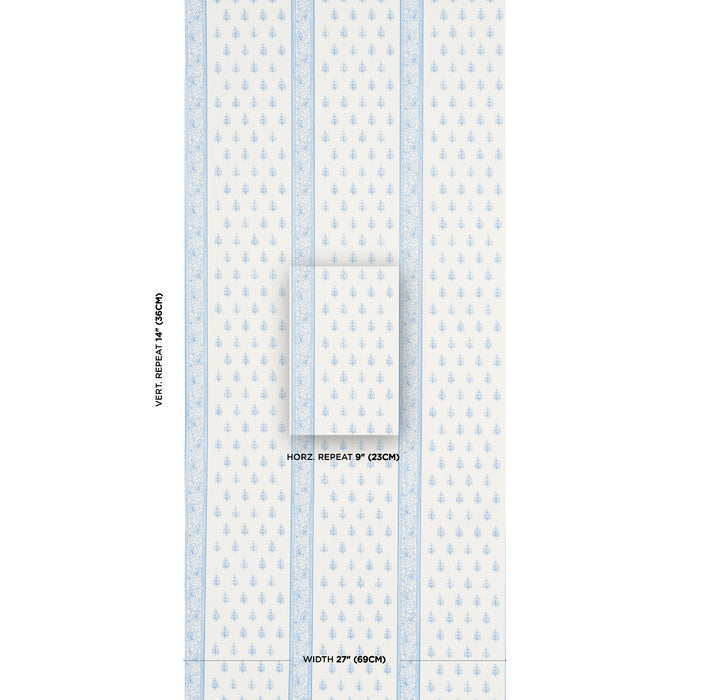 Schumacher Katsura Stripe II Chambray Wallpaper Sample 5015230