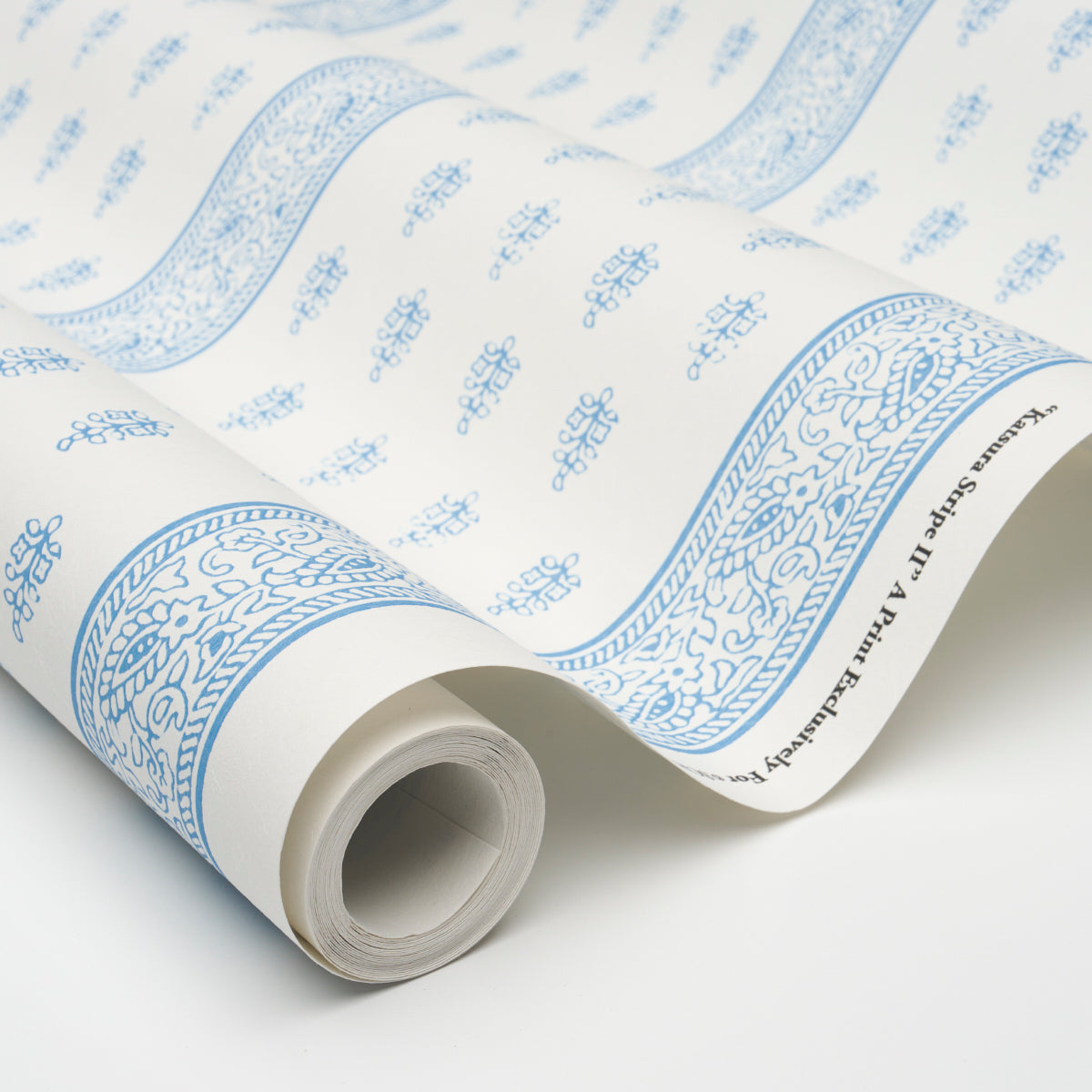 Schumacher Katsura Stripe II Chambray Wallpaper Sample 5015230