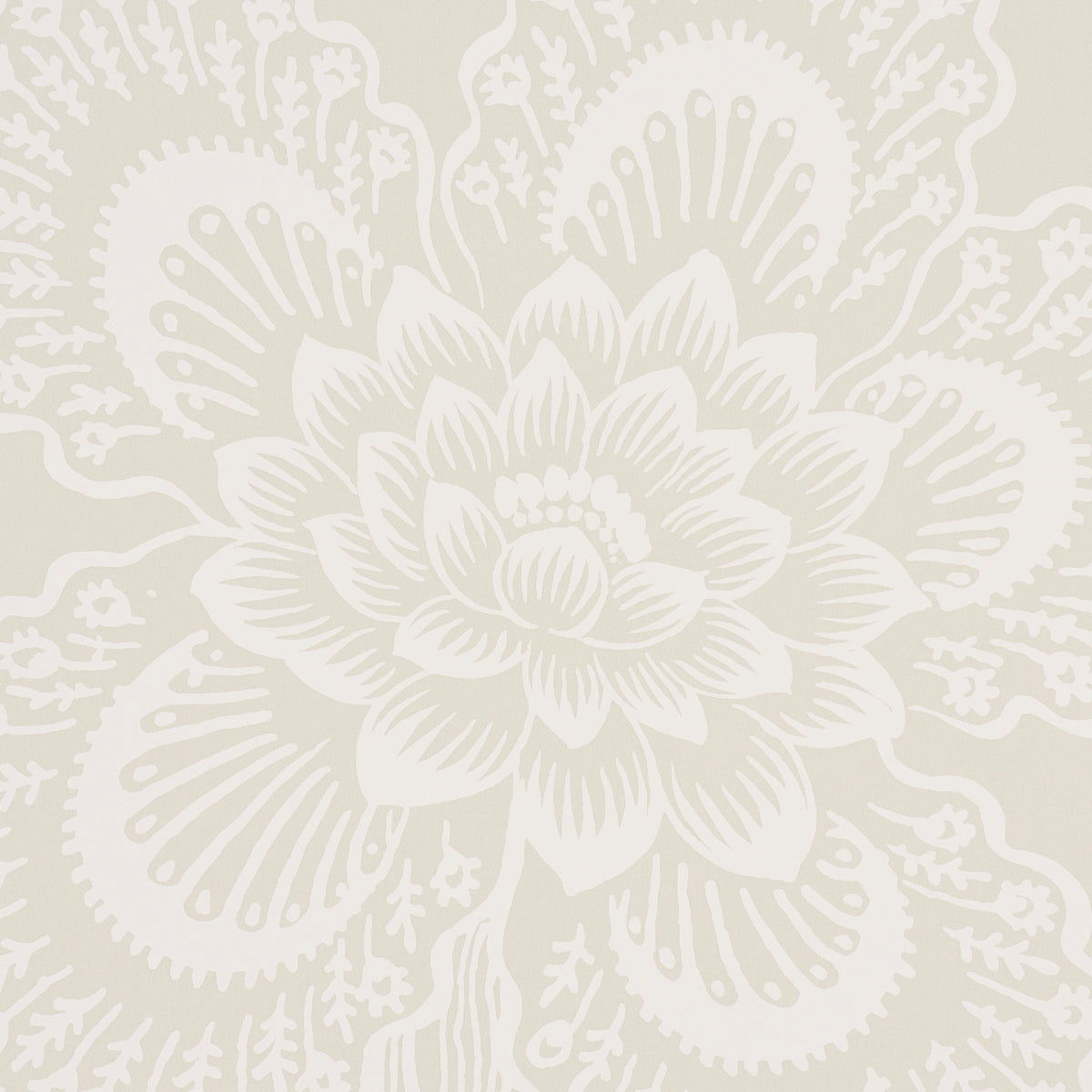 Schumacher Hothouse Flowers Silhouette Cream Wallpaper Sample 5015320