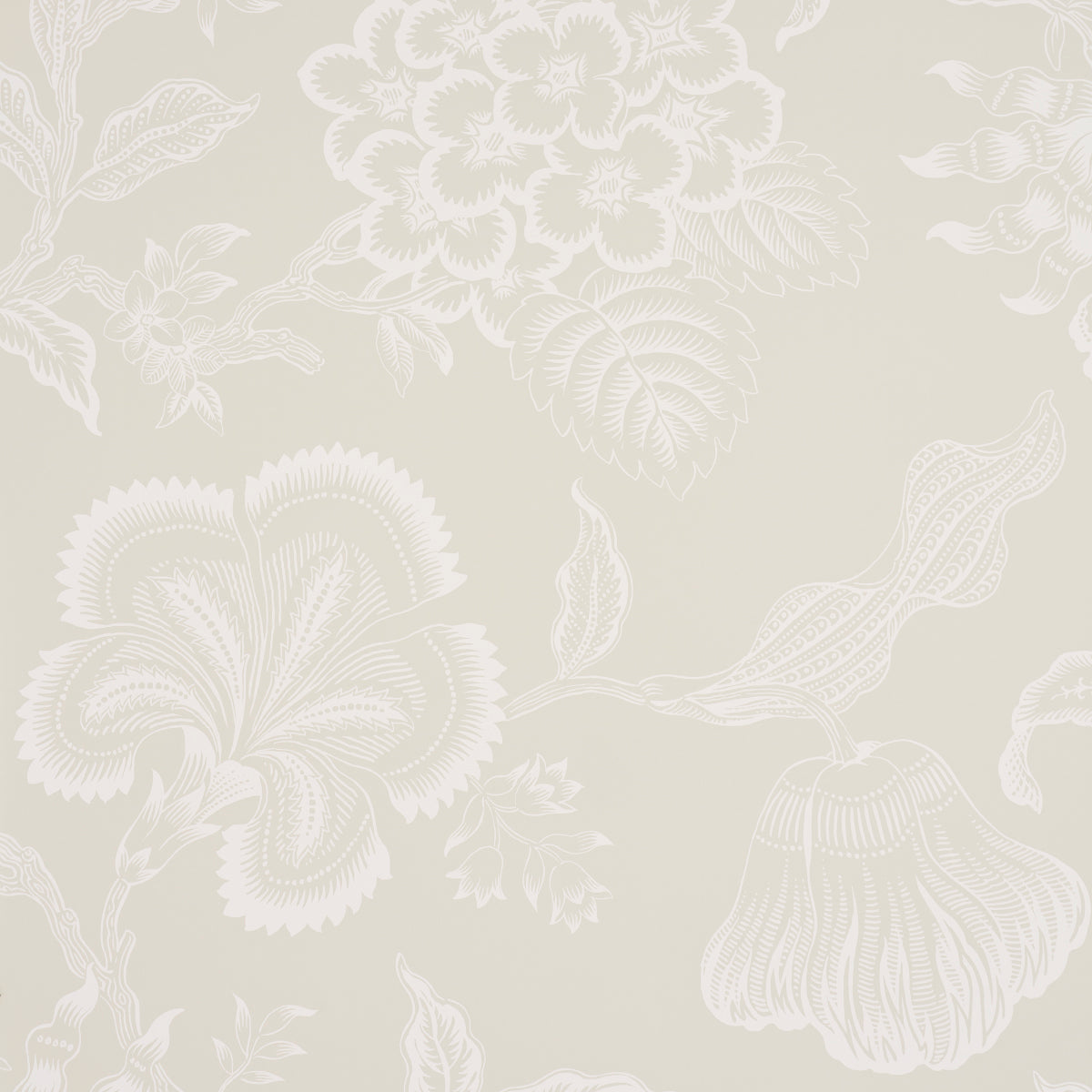 Schumacher Hothouse Flowers Silhouette Cream Wallpaper Sample 5015320