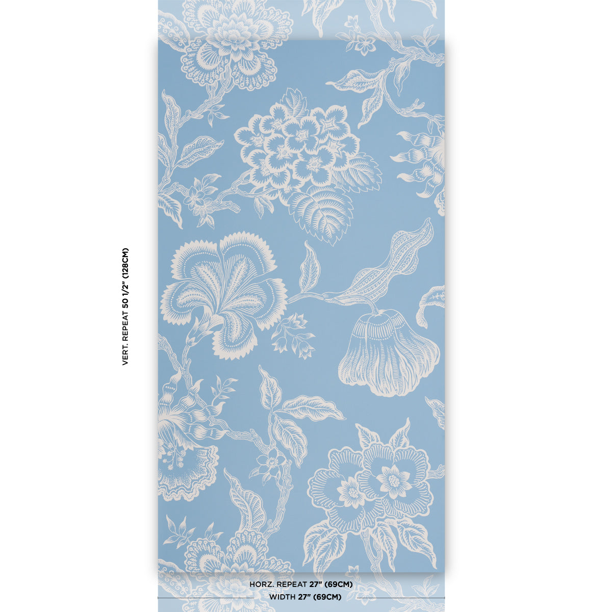 Schumacher Hothouse Flowers Silhouette Bliss Blue Wallpaper Sample 5015321