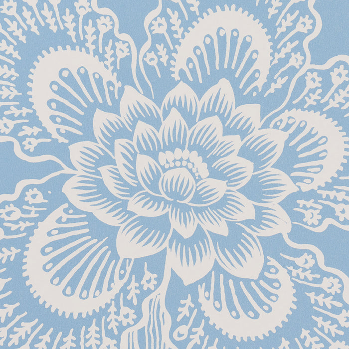 Schumacher Hothouse Flowers Silhouette Bliss Blue Wallpaper Sample 5015321