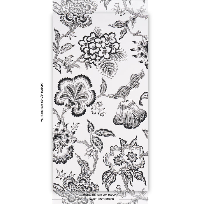 Schumacher Hothouse Flowers Silhouette Black And White Wallpaper Sample 5015323