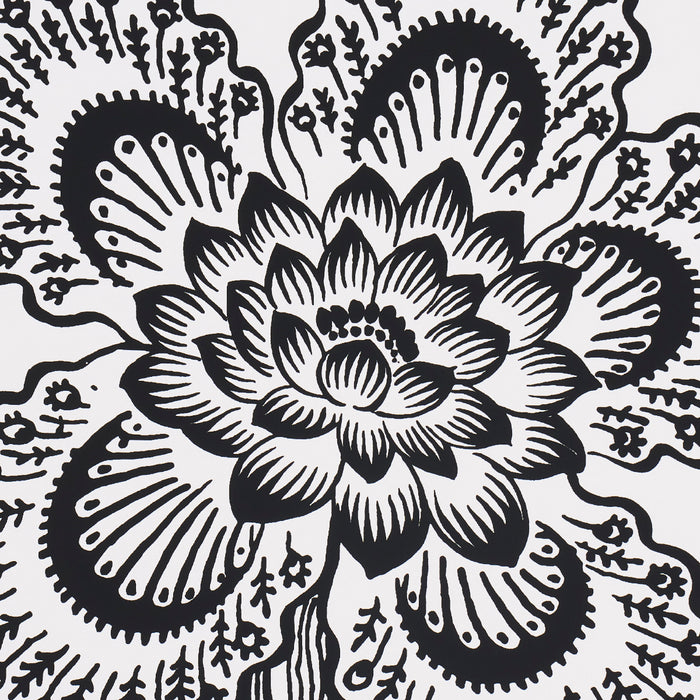 Schumacher Hothouse Flowers Silhouette Black And White Wallpaper Sample 5015323