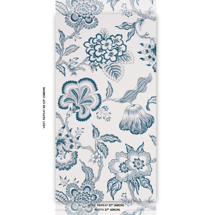 Schumacher Hothouse Flowers Silhouette Peacock On White Wallpaper Sample 5015324