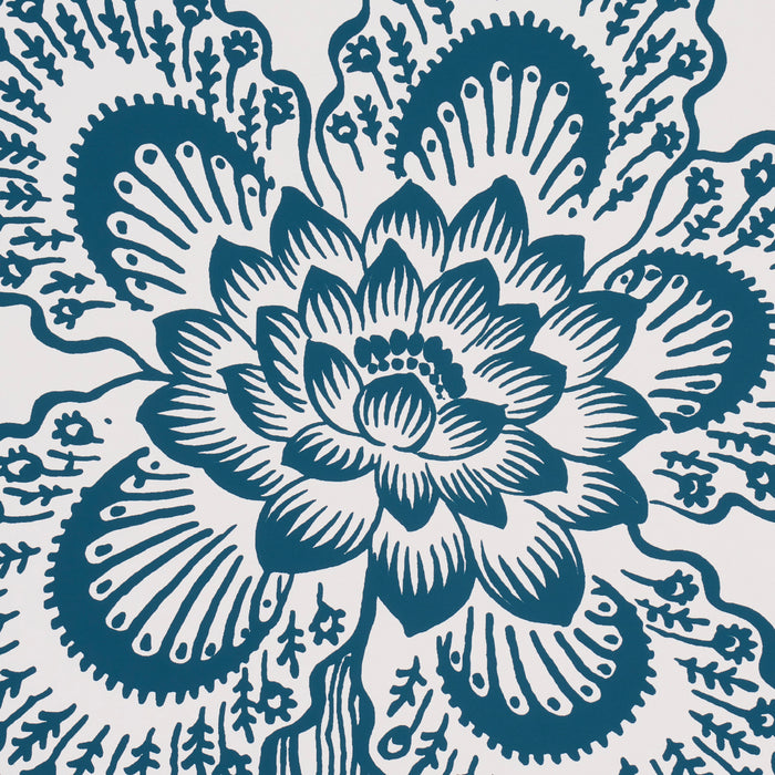 Schumacher Hothouse Flowers Silhouette Peacock On White Wallpaper Sample 5015324