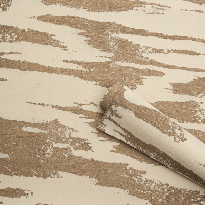 Schumacher Plastered Manuscript Birch Wallpaper Sample 5015330