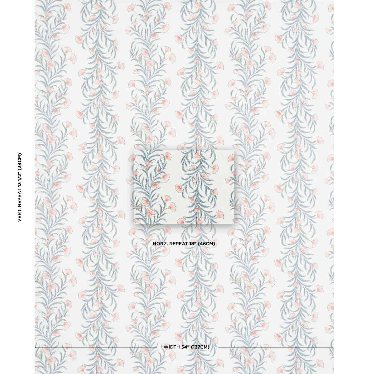 Schumacher Tasmanian Mimosa Pink & Grey Wallpaper Sample 5015360