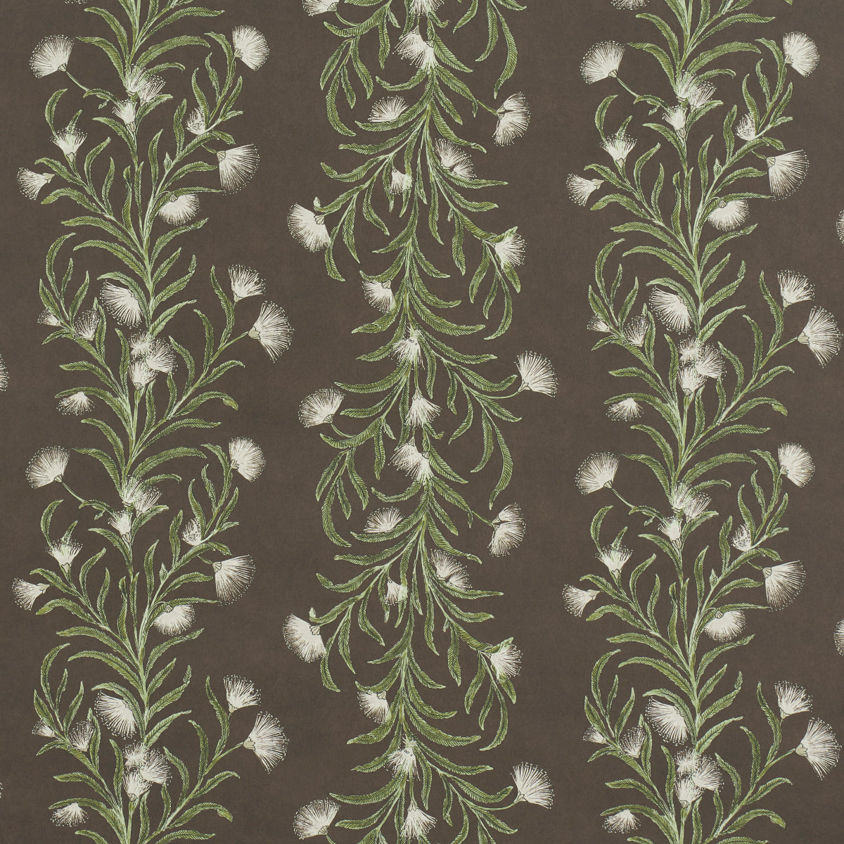 Schumacher Tasmanian Mimosa Brown &Green Wallpaper Sample 5015361